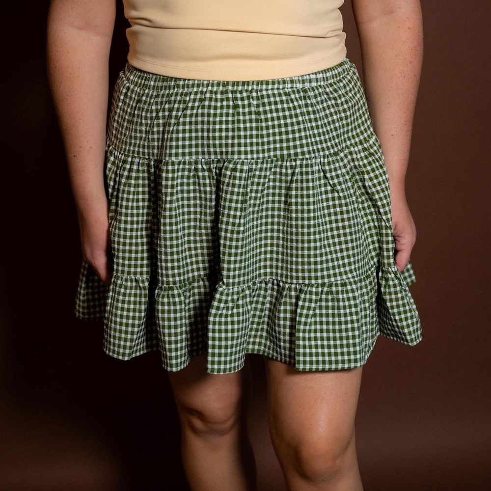 Green Gingham Women's Skirt